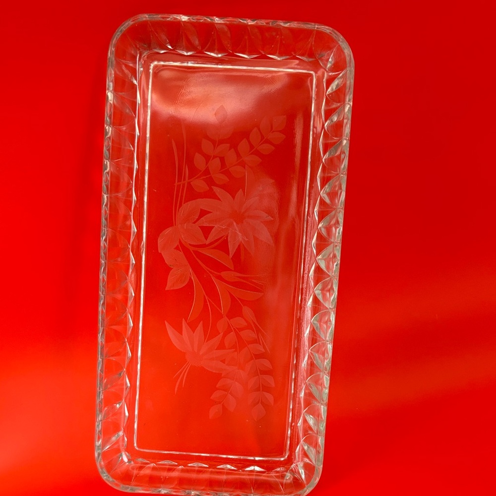 Vintage Clear Glass Rectangular Serving Tray
